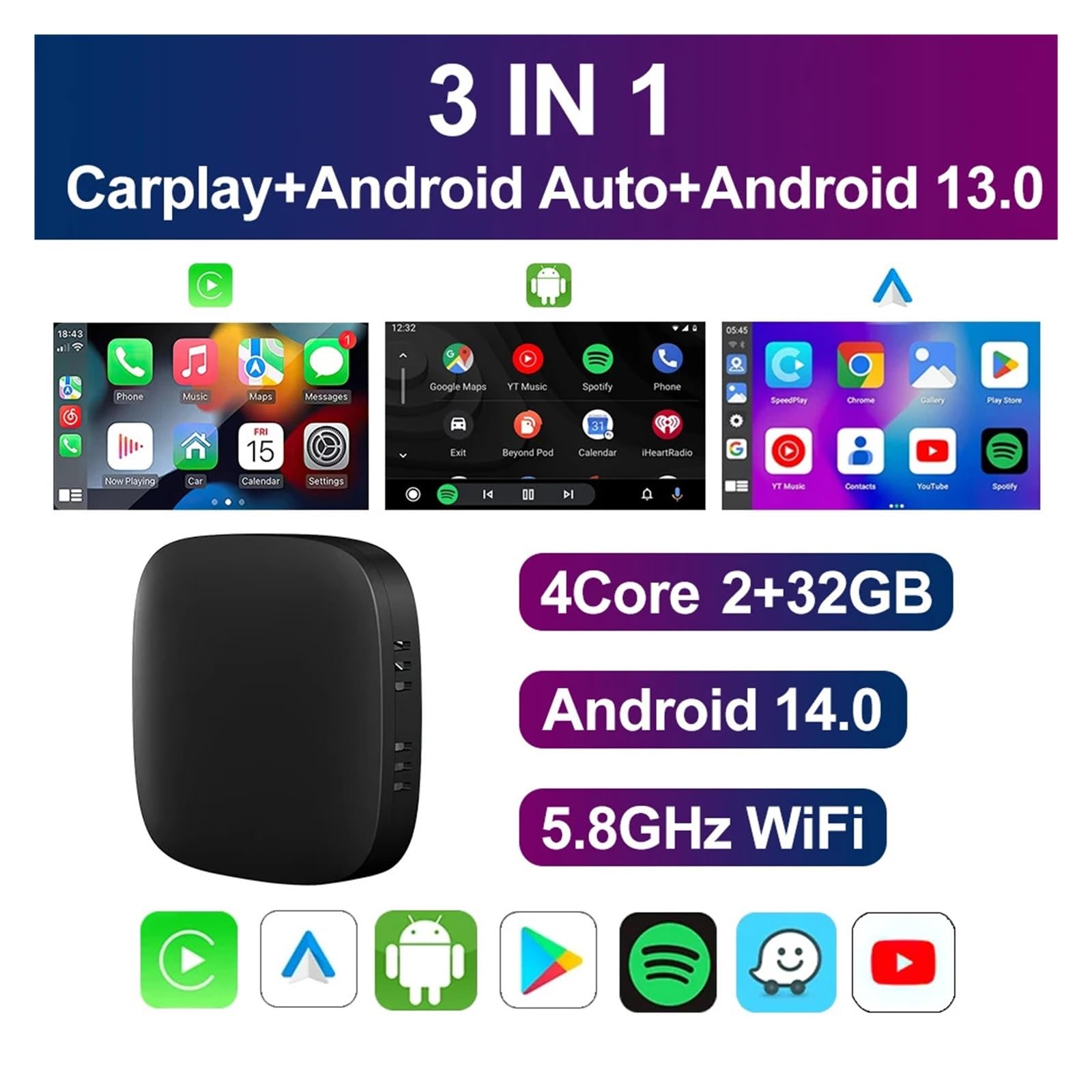 Ai Box CarPlay ワイヤレス/Android Autoワイヤレス 大人気✨ワイヤレス CarPlay/Android Auto Ai Box