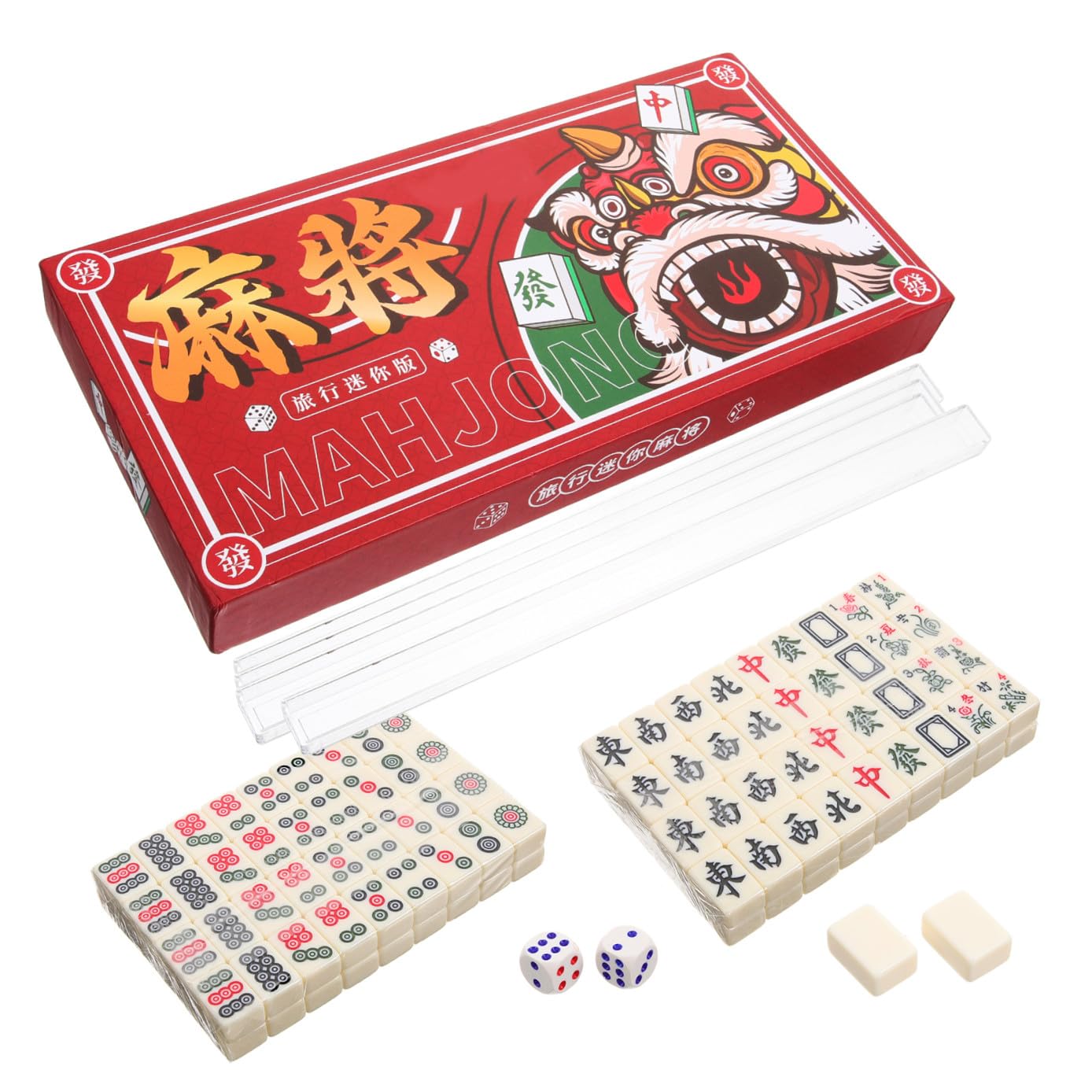 Mini Reise Mahjong Set Tragbares Verschleißfestes Mini Mahjong Kit für Freunde Familien Party Kompaktes Chinesisches Spiel mit Robustem Material und Stilvollem Design Leicht zu