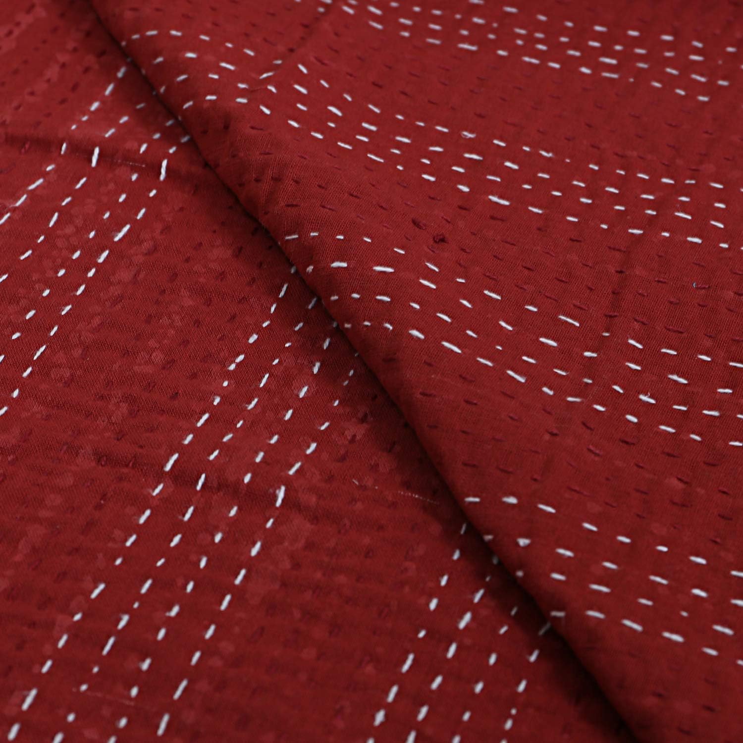 Twin Kantha Reversible Bedding Bedspread Throw Cotton Kantha Bedspread Hippie Green Hand Stitched Red Ajrakh Bedding Quilts