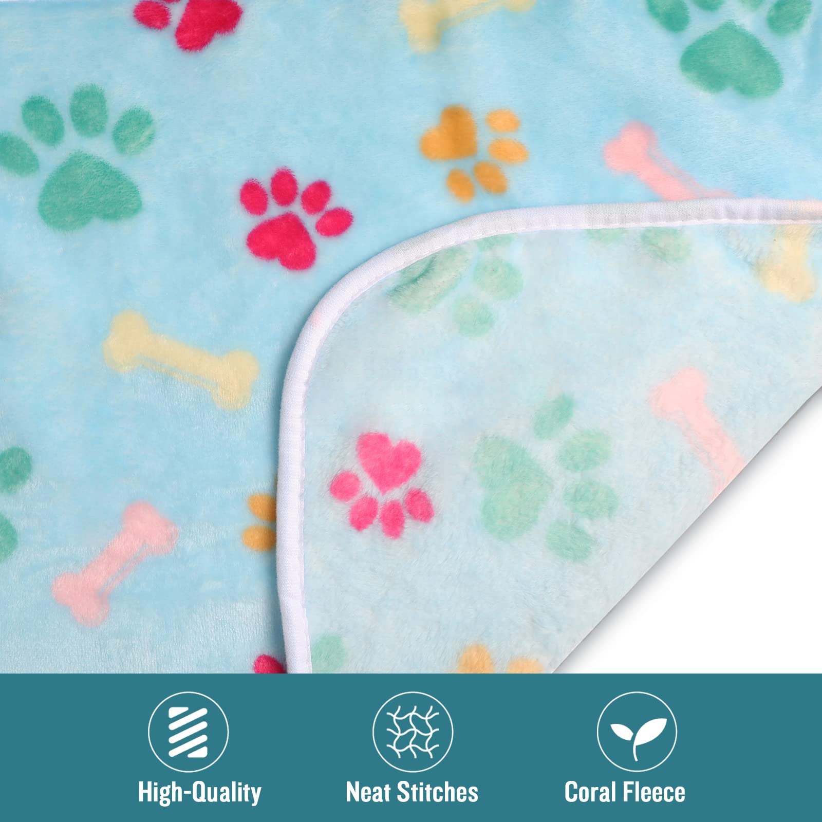 luciphia 3 Pezzi Coperta per Cane/Gatto Lavabile Soffice Durevole, Morbida e Calda Flanella Multicolore Osso Small (60 * 40cm)