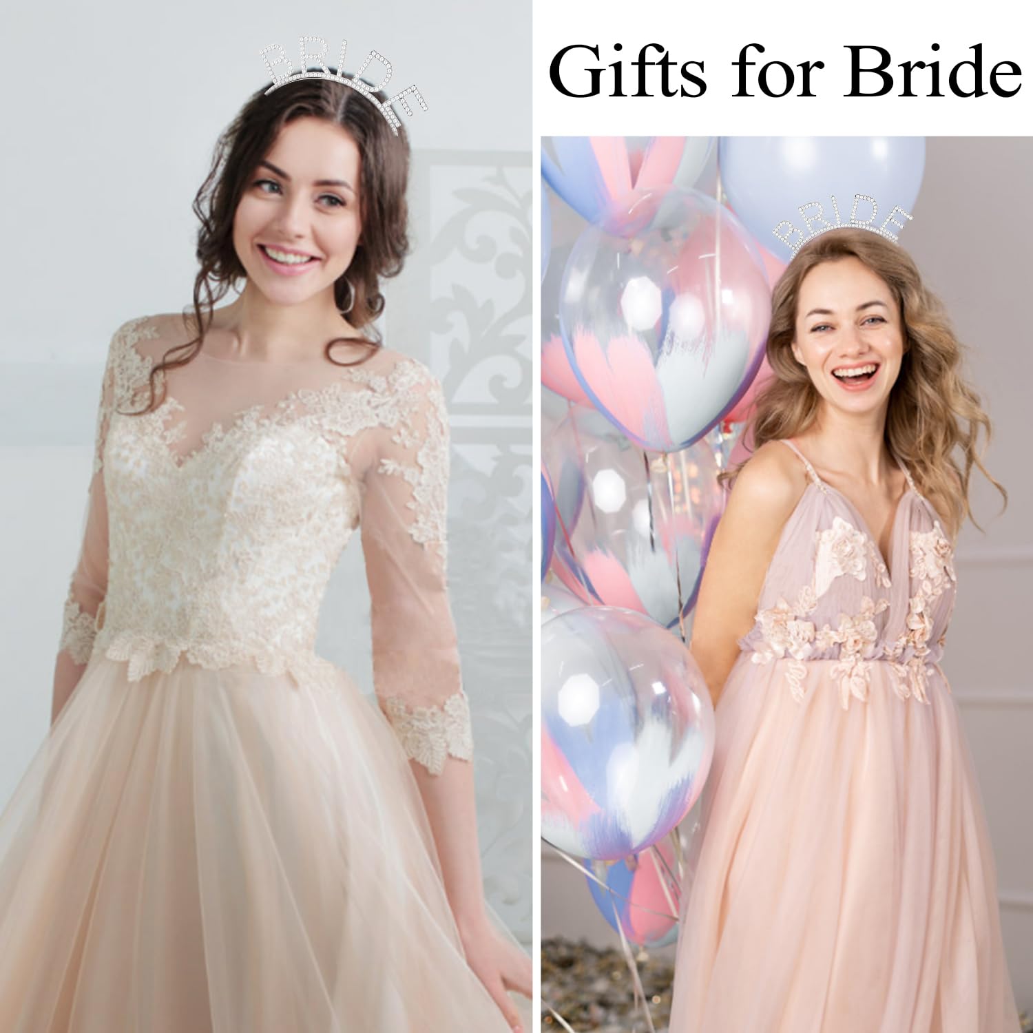 Atoden Diadema de novia para novia, accesorios para el cabello de boda (plateado)