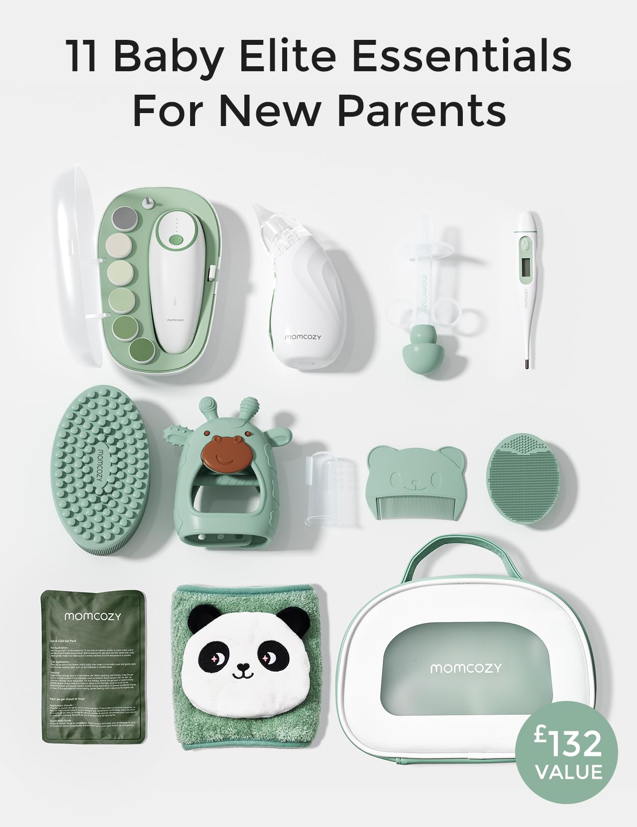 Momcozy Elite Baby Kit, Cadeau de Qualité Supérieure pour Toilettage, Santé et Nettoyage de Bébé, Idéal pour Baby Shower, Inclut Lime à Ongles et Aspirateur Nasal Électrique