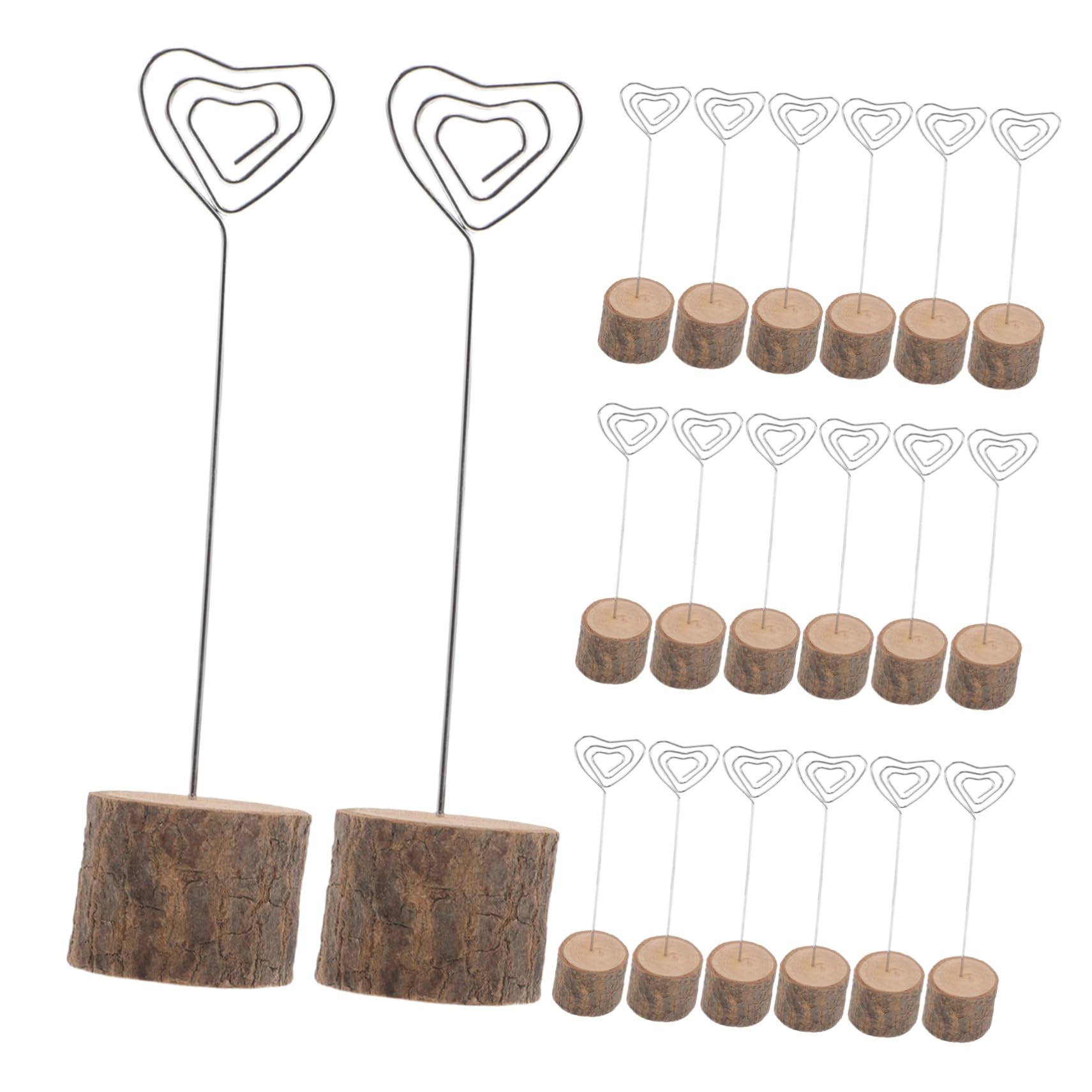 20 Pezzi Porta segnaposto in legno Porta della carta in legno supporto per tavolo per feste di matrimonio per cerimonia espositore per foto Silver