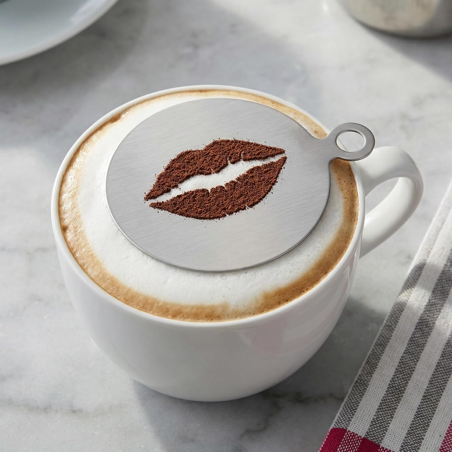 BESTOYARD Coffee Decorating Stencil Lip Pattern 4.72X3.93In Stainless Steel Food-Grade Latte Art Template for Cappuccinos Cakes Cupcakes Baking Dishwasher Safe