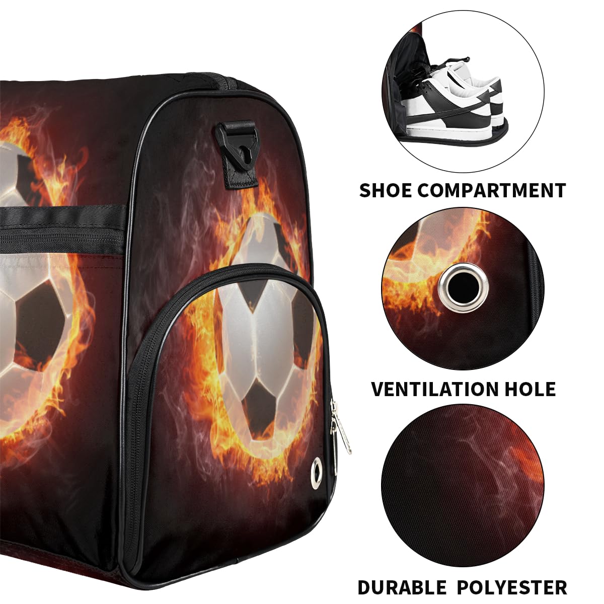 Personalisierte Sporttasche für Jungen und Herren, individuelle Sport-Reisetasche mit Schuhfach, maßgeschneiderte Mädchen-Tanztasche, Wochenend-Übernachtungstasche für Frauen, Kinder, Feuersport,
