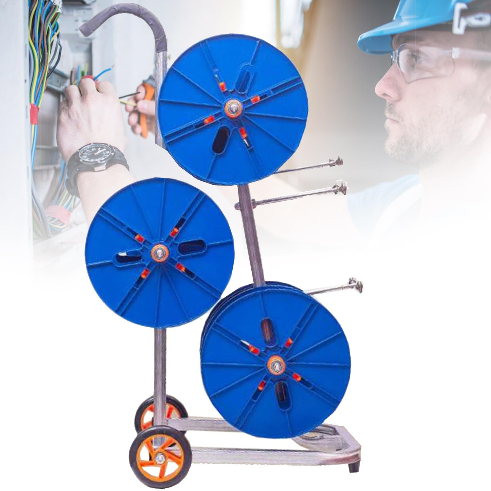 Portabobine per cavi elettrici per impieghi gravosi con vassoio di stoccaggio, supporto multi-cavo elettrico, organizer regolabile per cablaggi automobilistici per uso industriale
