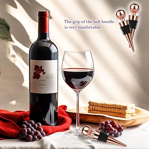 Miniatura 7 de Yimerlen - Tapón para botella de vino, 3 unidades, de acero inoxidable, reutilizable, para regalo, bar, fiesta de vacaciones, boda, mantiene el vino
