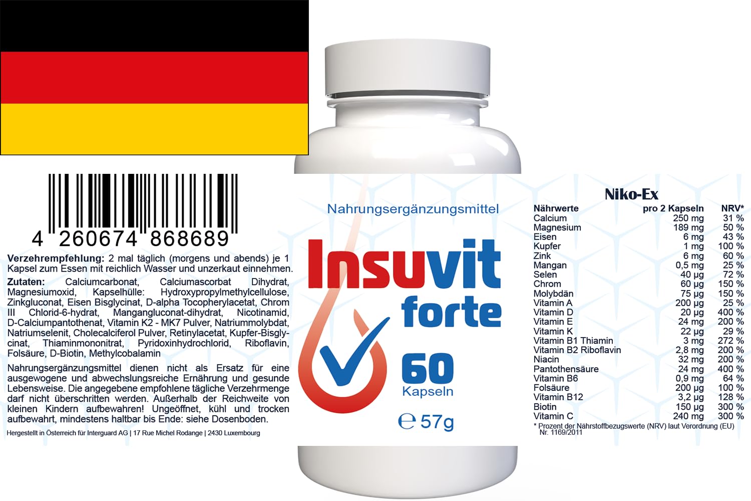 Insuvit Forte - 180 Kapseln (3x 60 Kapseln), 3er Pack