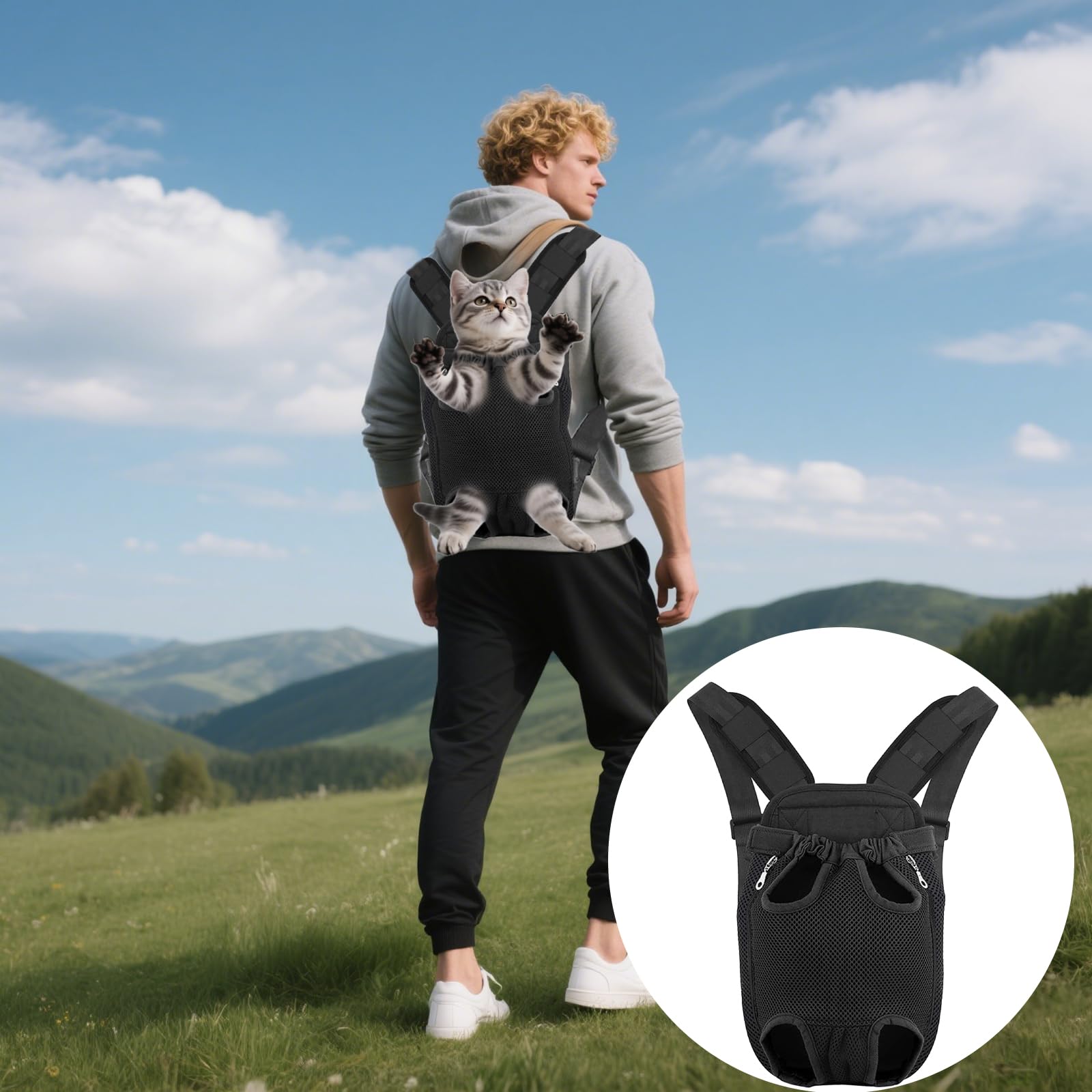 Adjustable Pet Carrier Backpack, Dog Backpack Carrier, Leg Out Design, Ventilated Mesh Front - Image 4