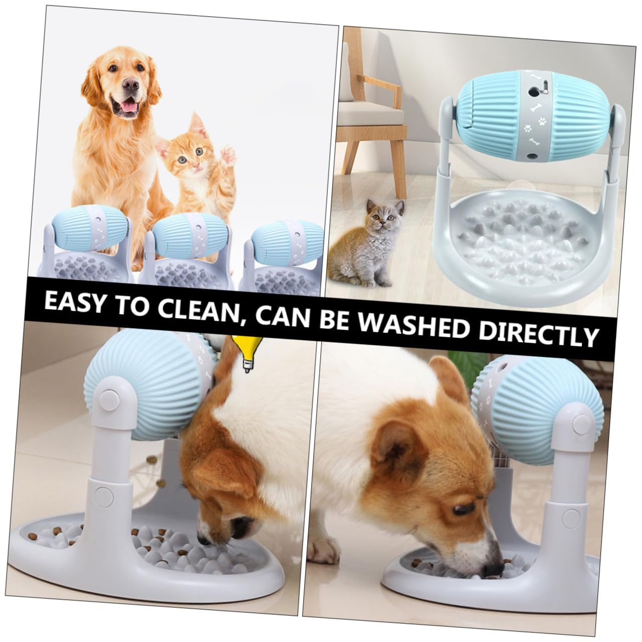 BESPORTBLE Distributore Di Cibo Lento Per Cani e Gatti Snack e Altezza Regolabile Realizzato in Materiale Durevole Per Uso Interattivo e Salutare