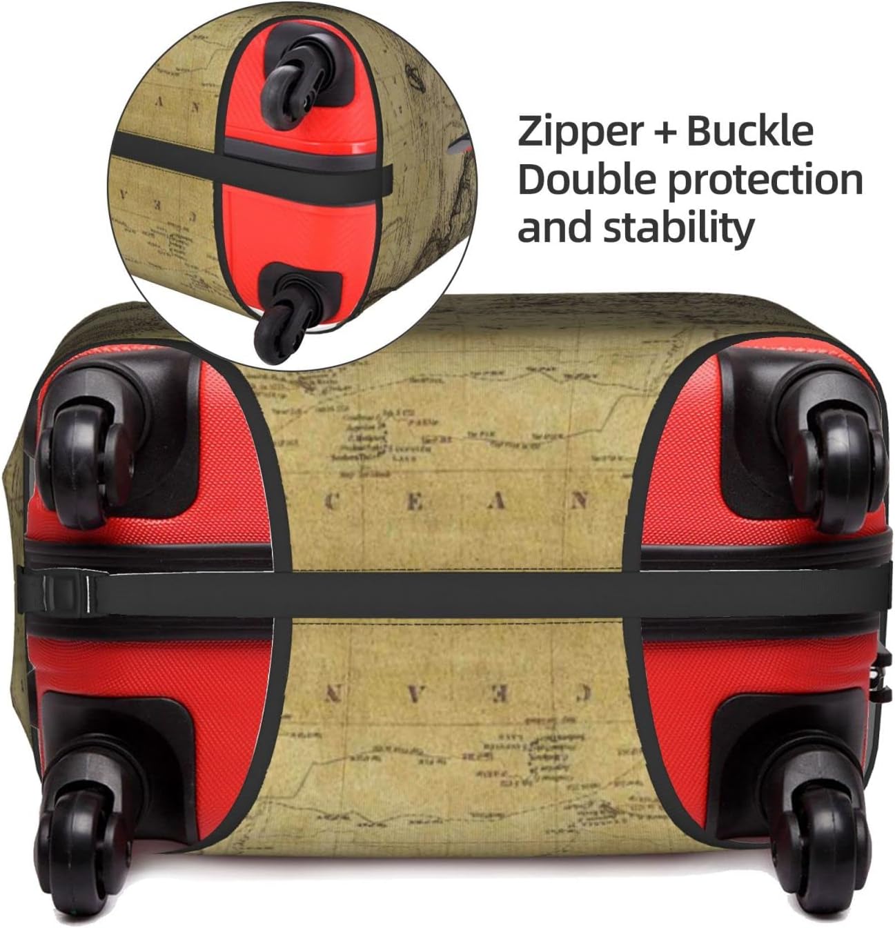 review Kiulepa Vintage World Map Travel Luggage Cover Protector Washable Baggage Covers 26-30 Inch Travel Suitcase Large