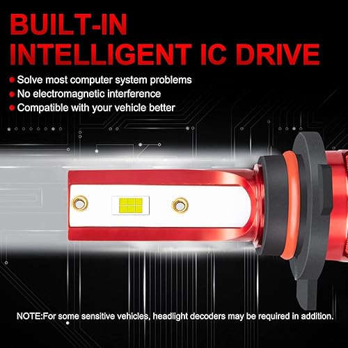 Miniatura 3 de Compatible con luces LED DODGE CHALLENGER 2015-2020, 500% de brillo 9012HIR2 bombilla LED de luz alta y baja+luces antiniebla LED H11, 6500K blanco