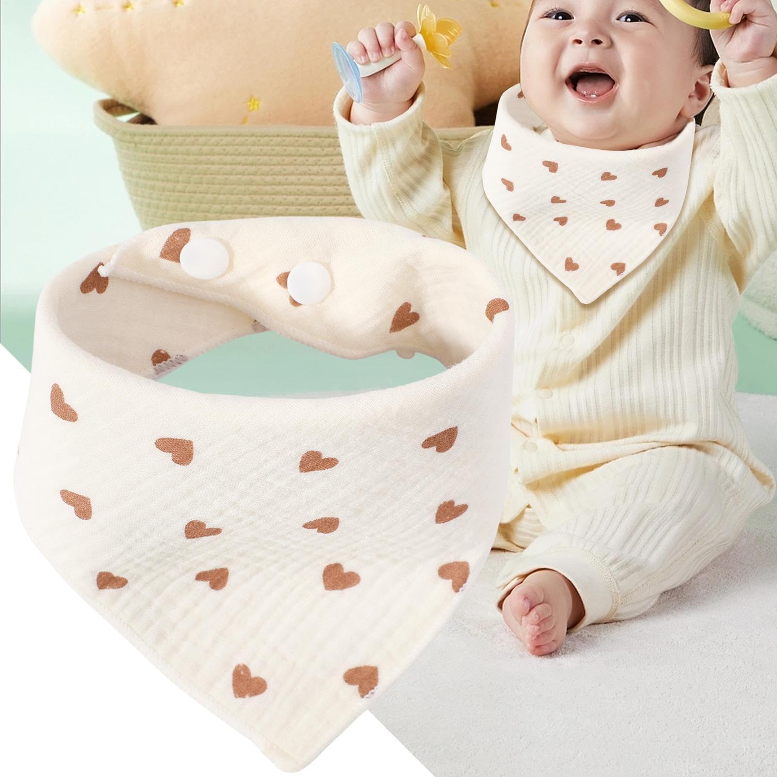 Bibs for Drooling and Teething, 6-Piece Soft Absorbent Burp Towels, Adjustable Newborns Feeding Cloths