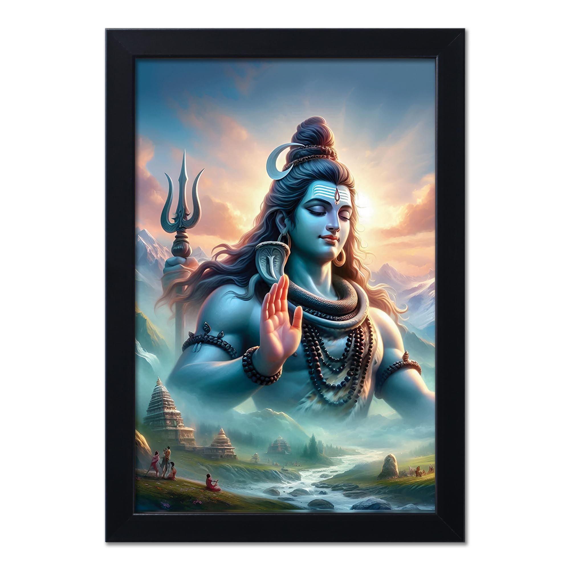 PICTURE CREATIONS Lord Shiva Photo Frame for Walls - 10x14 Inches Home and Office Decor | Shiv Shankar Frames for Pooja and Living Room (Design 05)-image-24