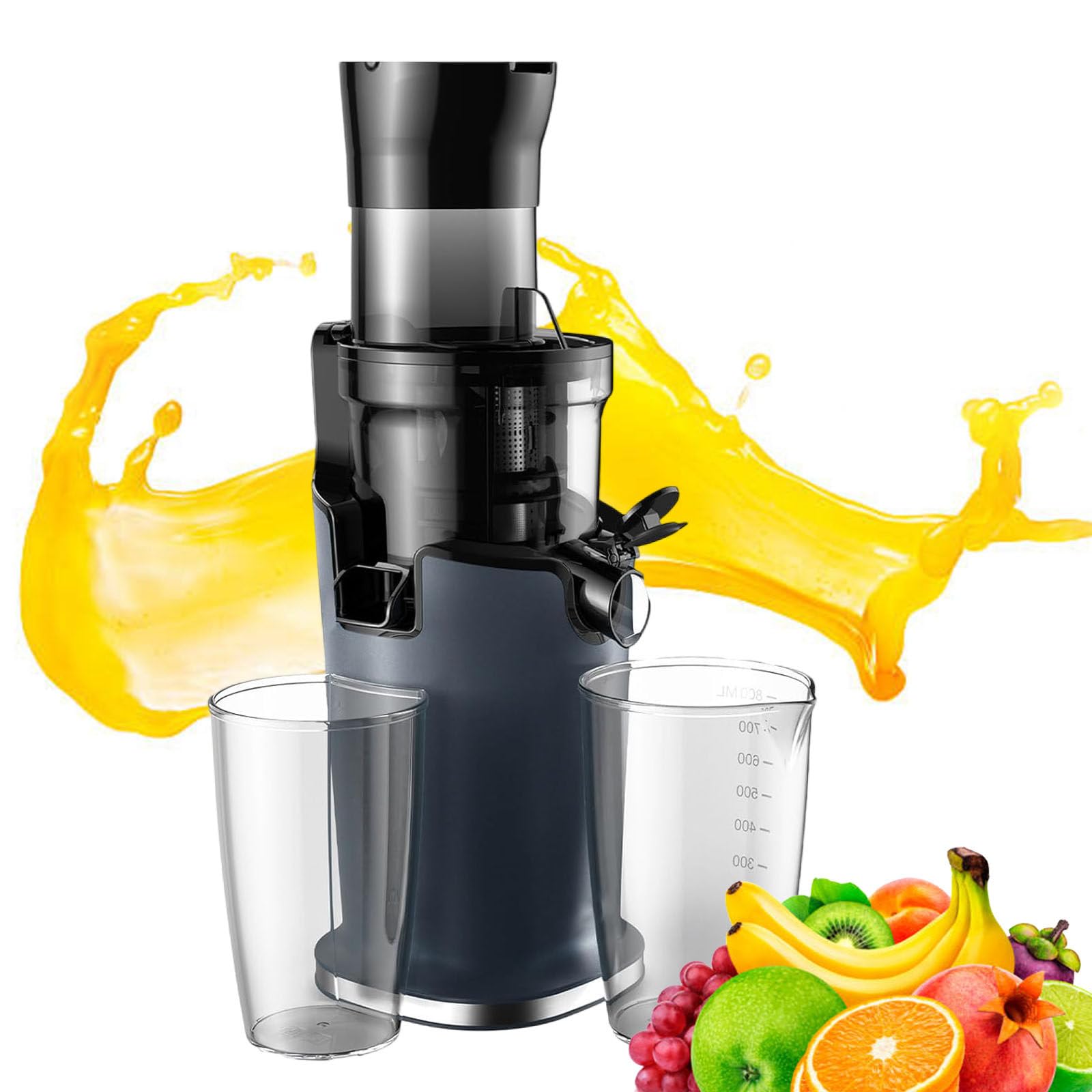 Exprimidor Automático De Prensado En Frío, Exprimidor Lento De Frutas Y Verduras De 40 A 65 RPM, Separa Automáticamente El Jugo Y Los Posos, con Función De Avance Y Retroceso