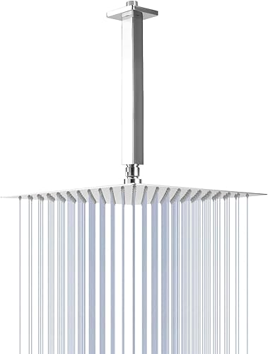 Cabezal de ducha de lluvia con brazo de ducha, cabezales de ducha cuadrados de montaje en techo NearMoon, cabezal de ducha grande de acero