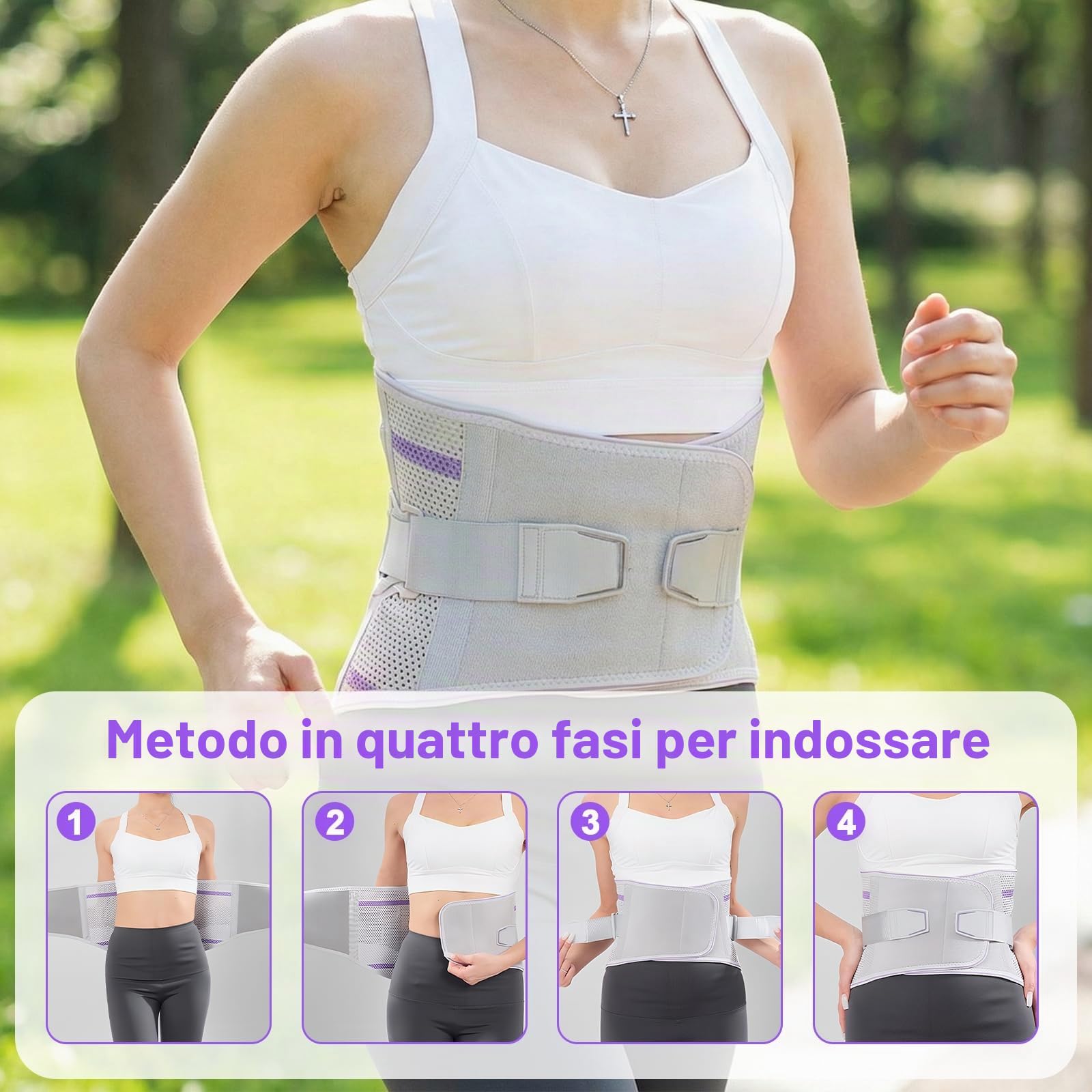 Fascia Lombare Supporto Schiena per Donne, Fascia Elastica Lombare Regolabile, Busto Ortopedico Lombar con Stecche, Cintura Lombar Traspirante per Sciatica e Postura - L (Girovita: 95-105cm)
