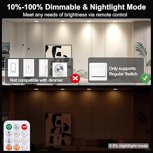 Miniatura 4 de Iluminación empotrable LED ultra fina de 6 pulgadas sin lata con caja de conexiones, 15 W Eqv 125 W, 5 CCT 2700K  6500K seleccionables, luz