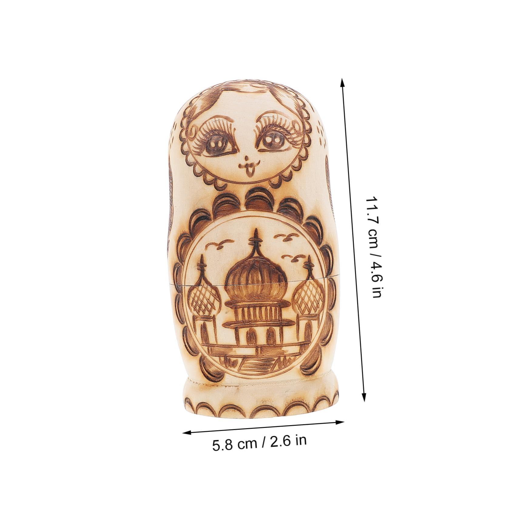 Muñecas Matrioska Rusas De Madera Sin Pintar 5 Capas Relieve Pirograbado Niños Decoración Obsequio Apilable Juego Tradicional Ruso