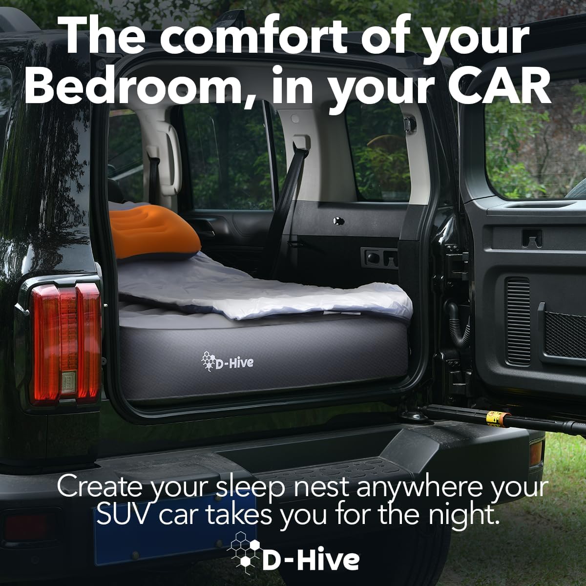 D-Hive SUV Air Mattress, Ultra-Thick Material Extra-High Car Air Mattress, SUV Mattress for Toyota 4runner, Jeep Wrangler, Car Mattress Inflatable Grey