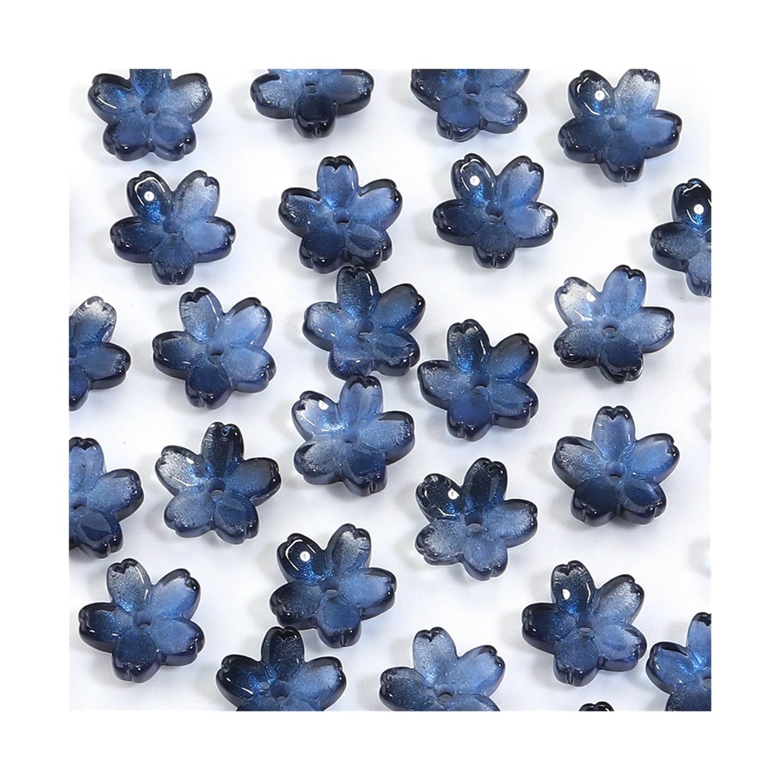 Espaciadores de cuentas acrílicas de flores, 500/1000 unidades, cuentas sueltas de cristal degradado de 10,5 mm para hacer joyas, pulseras, collares, aretes, accesorios (azul negro, 1000 unidades)