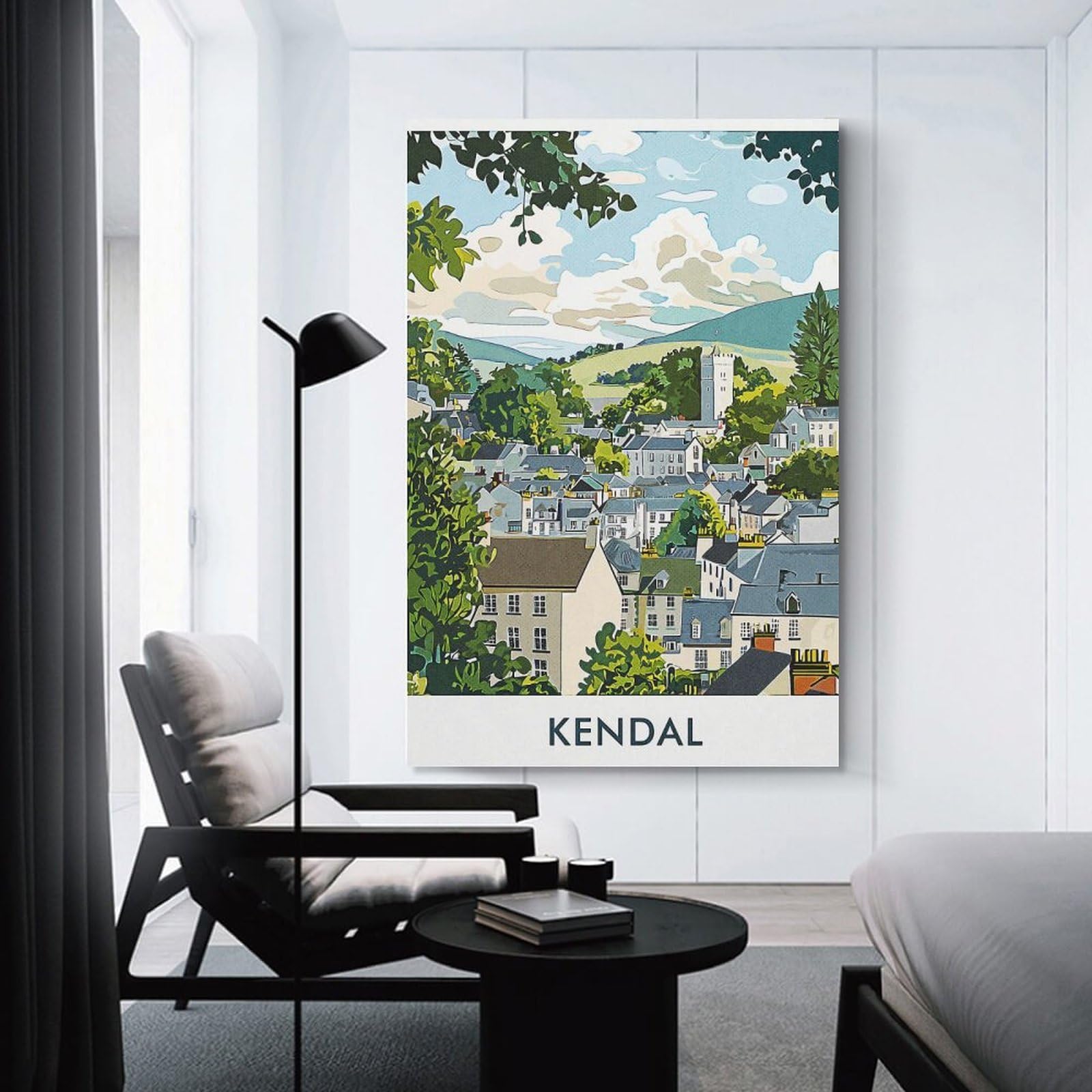 Junmoney Kendal Town Landscape Wall Art Print, 16x24inch(40x60cm), for Front Hall, Corridor Or Welcome Spaces, Wall Decor to Refresh Empty Corners