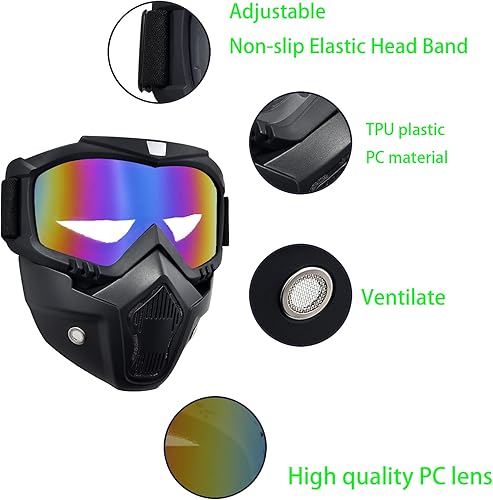 Miniatura 2 de Máscara de paintball anti niebla, máscara de Airsoft para cara completa, máscara táctica, gafas de casco de motocicleta con máscara facial extraíble