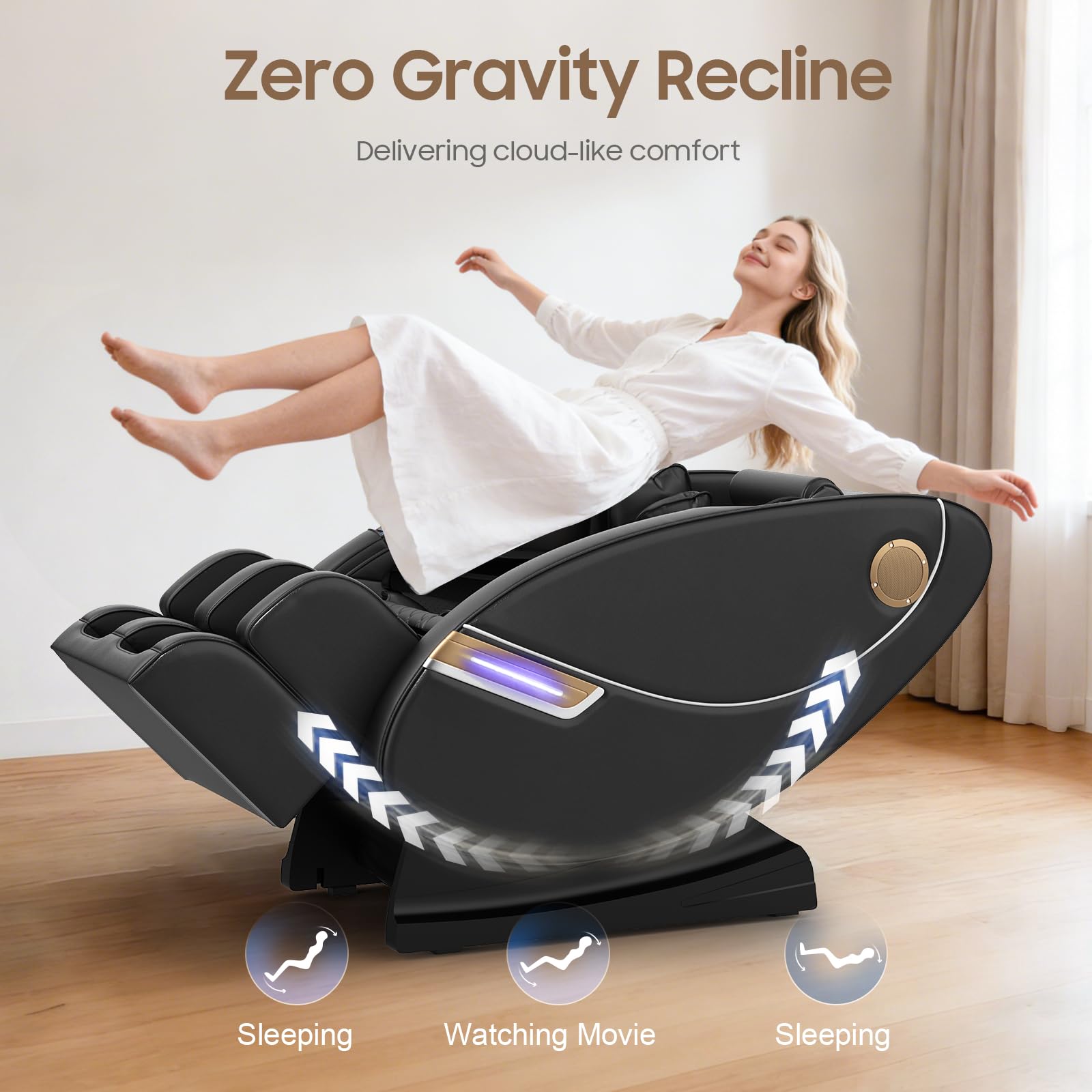Sillón de Masaje de Cuerpo Completo,con 14 Puntos de Masaje y 8 airbags, calefacción Lumbar y para Las piernas, Masaje con Rodillos para los pies, Altavoz Bluetooth, sillones de Masaje eléct