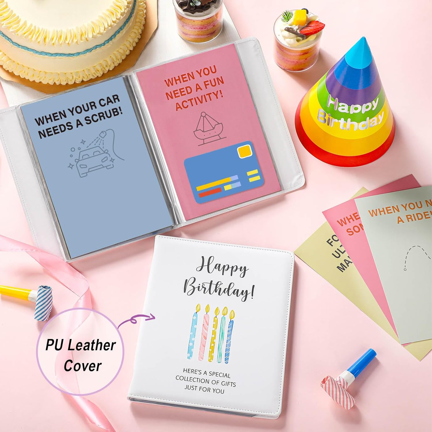 Epakh Happy Birthday Gift Card Book 9 x 7 Inch Greeting Cards Booklet Keeper Organizer Books with 24 Pages Album Keeper Personalized for Birthday Party Favors