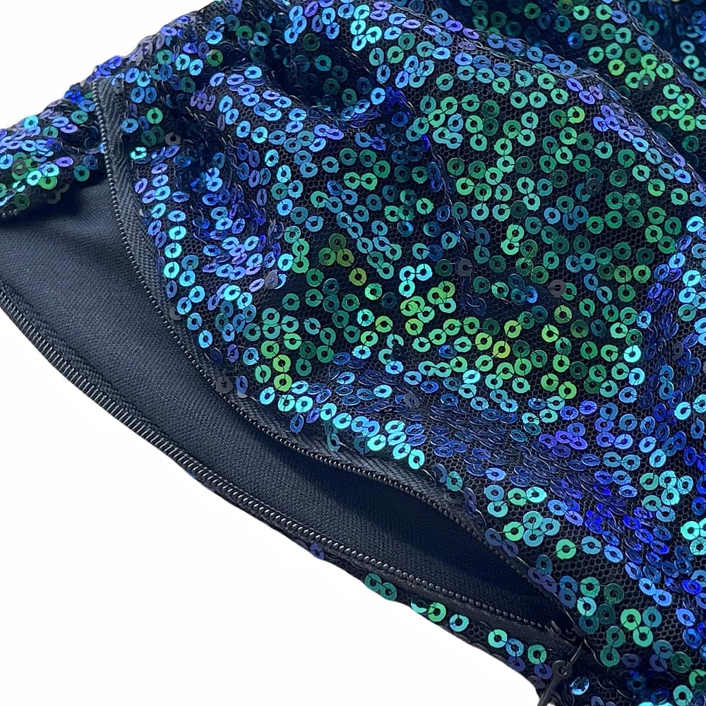 Abito da donna a coda di sirena con paillettes, maxi gonna per Halloween, cosplay, feste