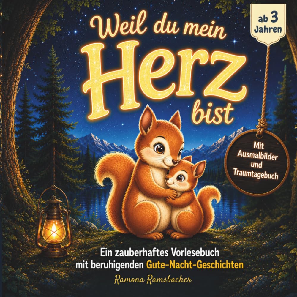 Weil du mein Herz bist: Ein zauberhaftes Vorlesebuch mit beruhigenden Gute Nacht Geschichten für Kinder ab 3 Jahren - Traumtagebuch und Ausmalbildern zum Gefühle ausdrücken.