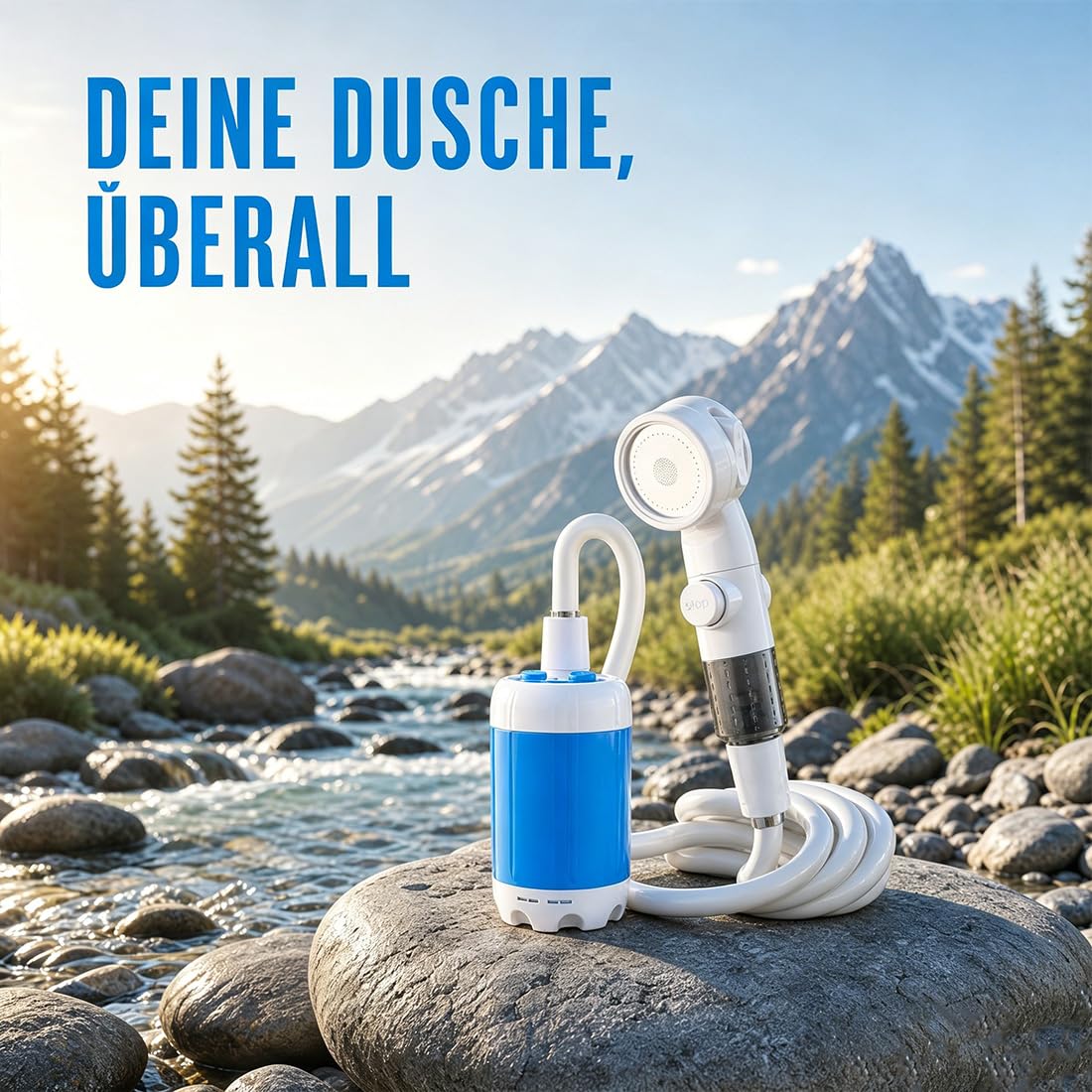 Tragbares Wasserpumpen-Set, die Mobile Dusche für Ihr Pferd — jederzeit und überall, Aufladbare Outdoor Brause für Reisen, Wandern und Tierpflege