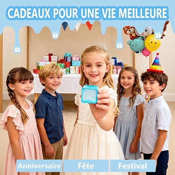 Copfeqyr Balle Anti-Stress Ice Cube 3,5 cm – Cube Squishy Fidget Sensoriel pour Enfants et Adultes, Jouet à Presser, Boîte Cadeau(3.5cm (Blue) - 4