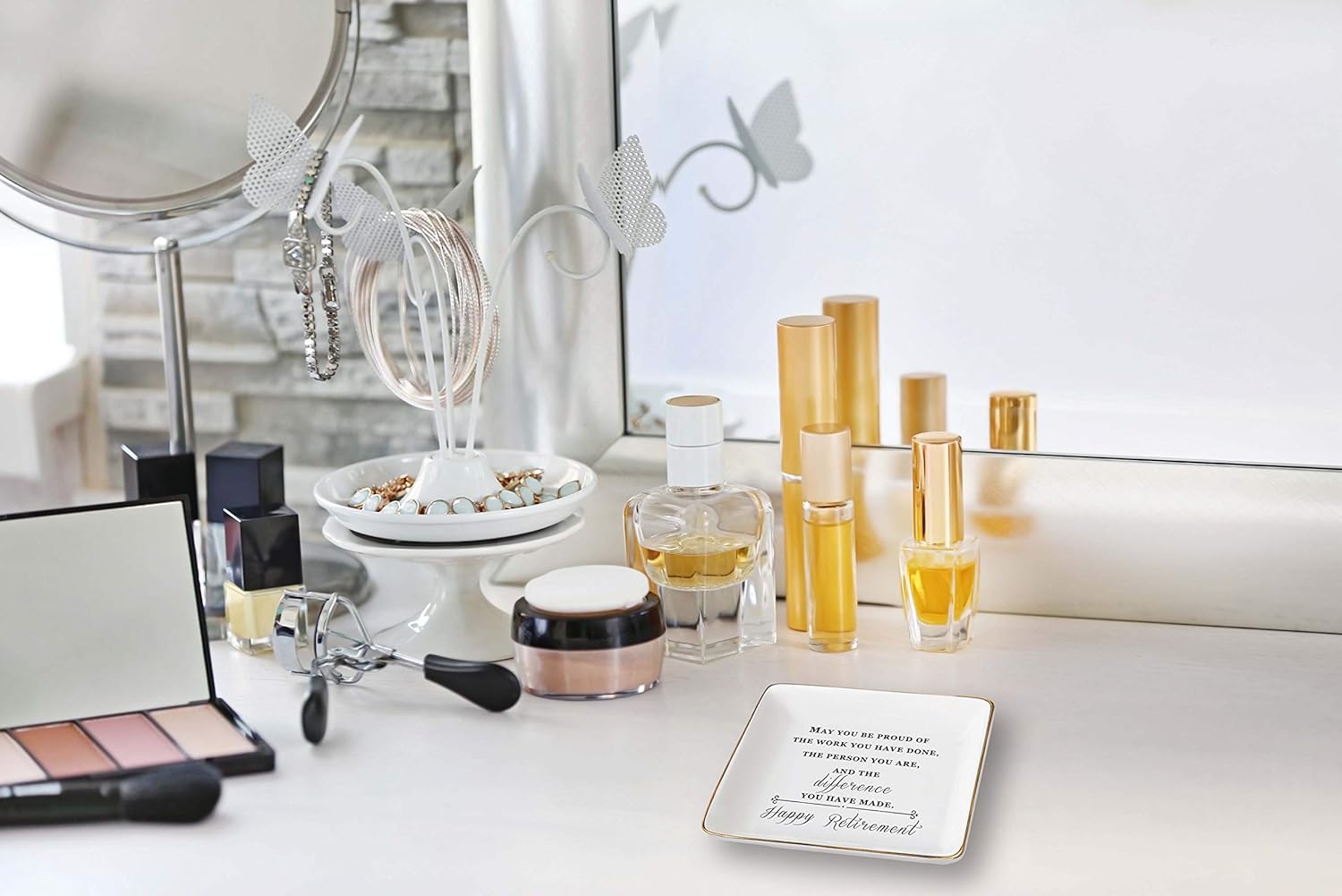 Happy Retirement Gifts for Women – Ceramic Jewelry Holder Ring Dish Trinket Tray – Retirement Appreciation Gift -Gift for Mom Boss Co-workers, Teachers,Nurse,Friends,Wife,Sister : Clothing, Shoes & Jewelry