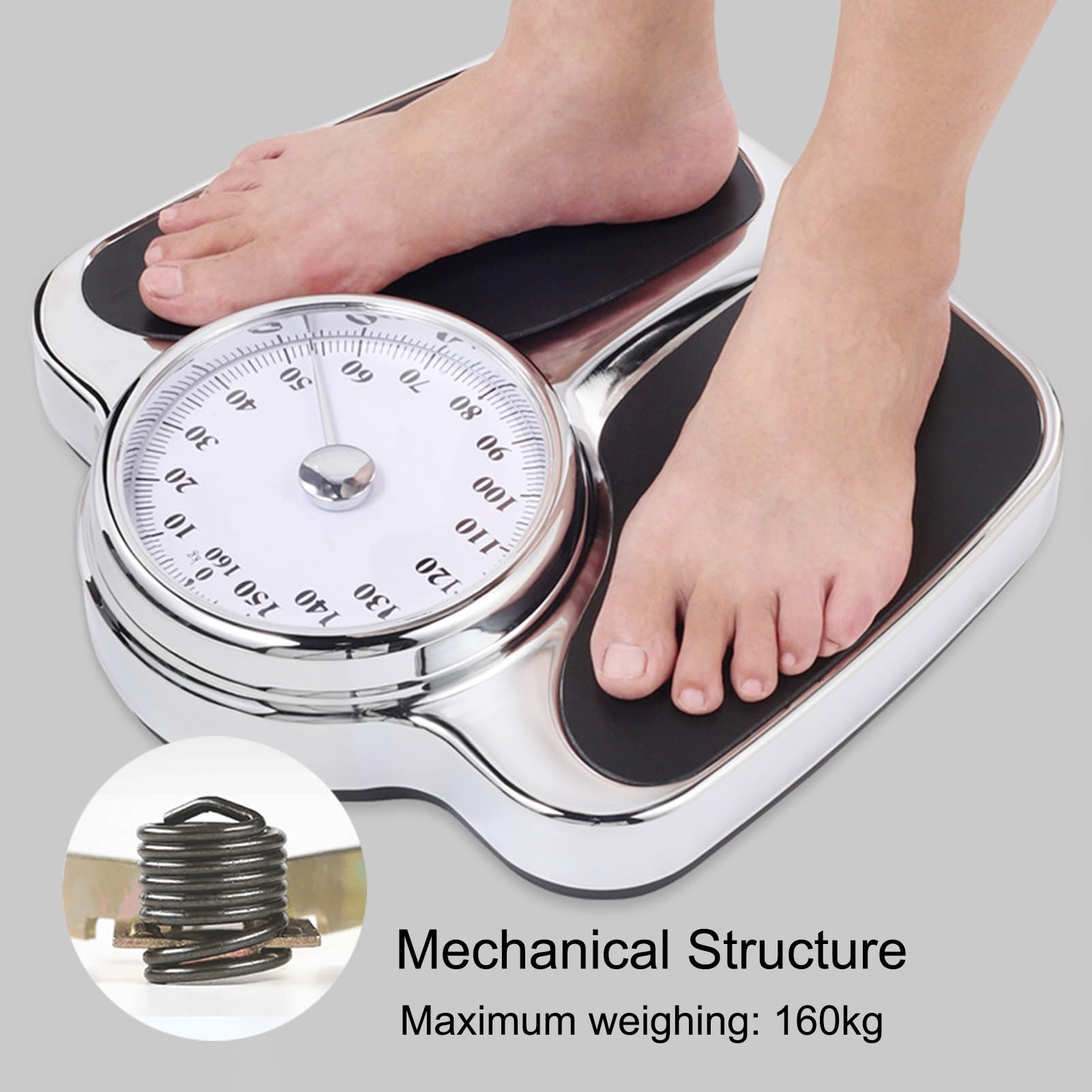 Mechanische Waage, Mechanische Personenwaage, Rutschfeste Oberfläche, Maximale Kapazität Von 160kg, Ohne Batterien, für Zuhause Schule Krankenhaus Fitnessstudio