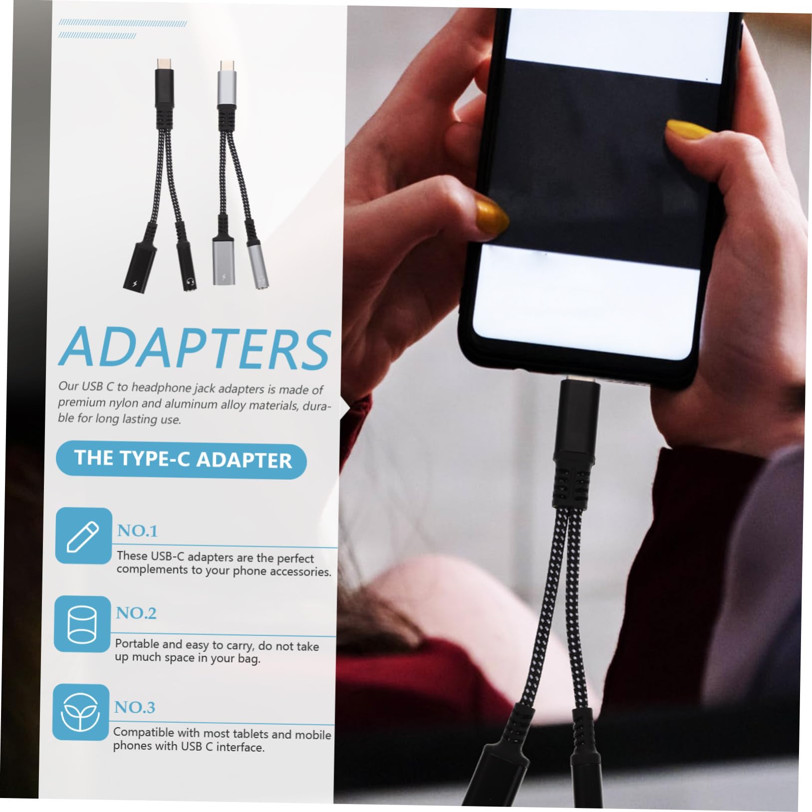Gatuida Cable a de de Tablets Compatible Interfaz Mayoría Móviles y Adaptador Tipo C 3,5 Mm Compacto USB C, Hecho de Aleación de Aluminio para Auriculares