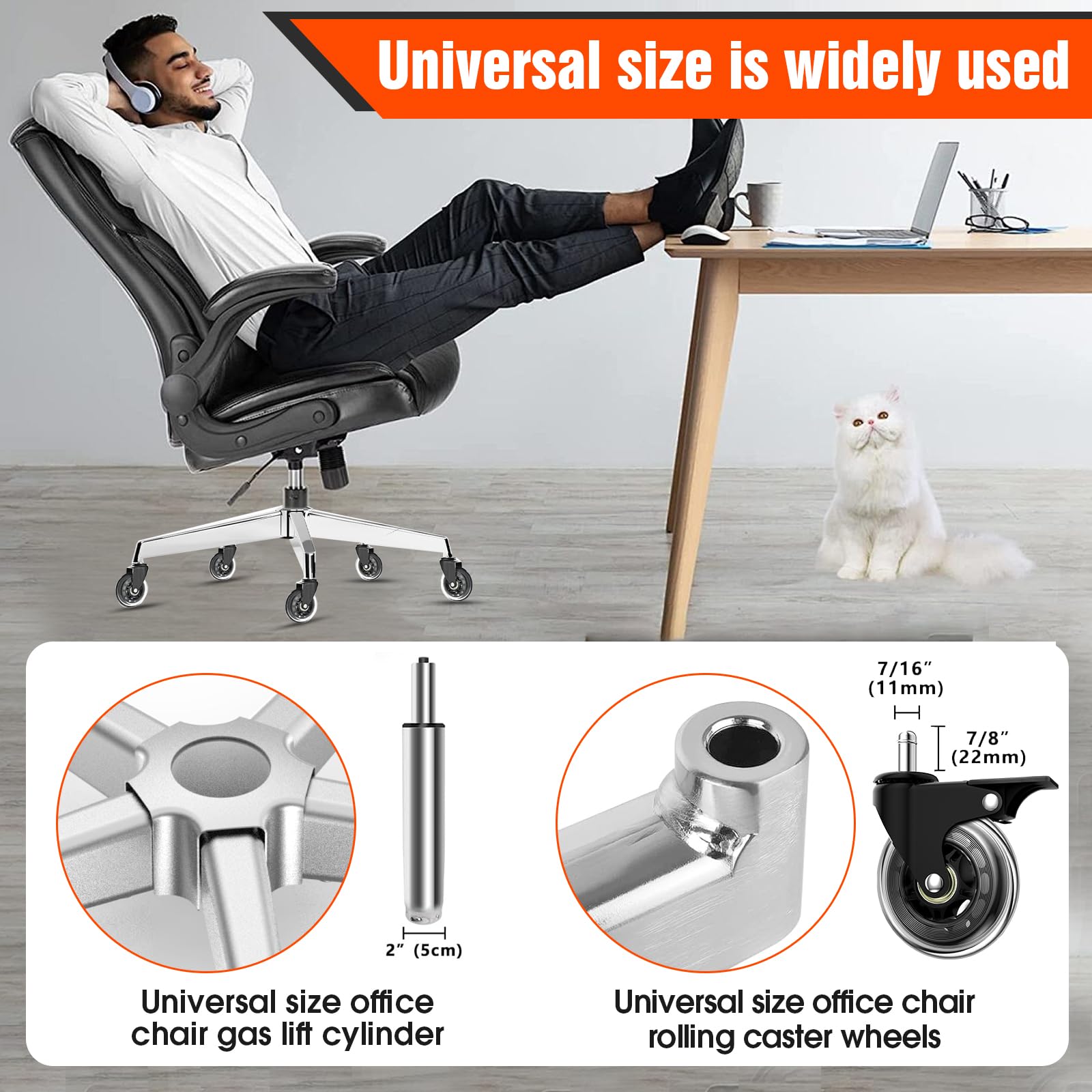 Repuesto de base de silla de oficina (3300 libras) – Reemplazo de base de silla de oficina de aleación resistente, patas de metal reforzadas para silla de oficina, cilindro de gas universal y