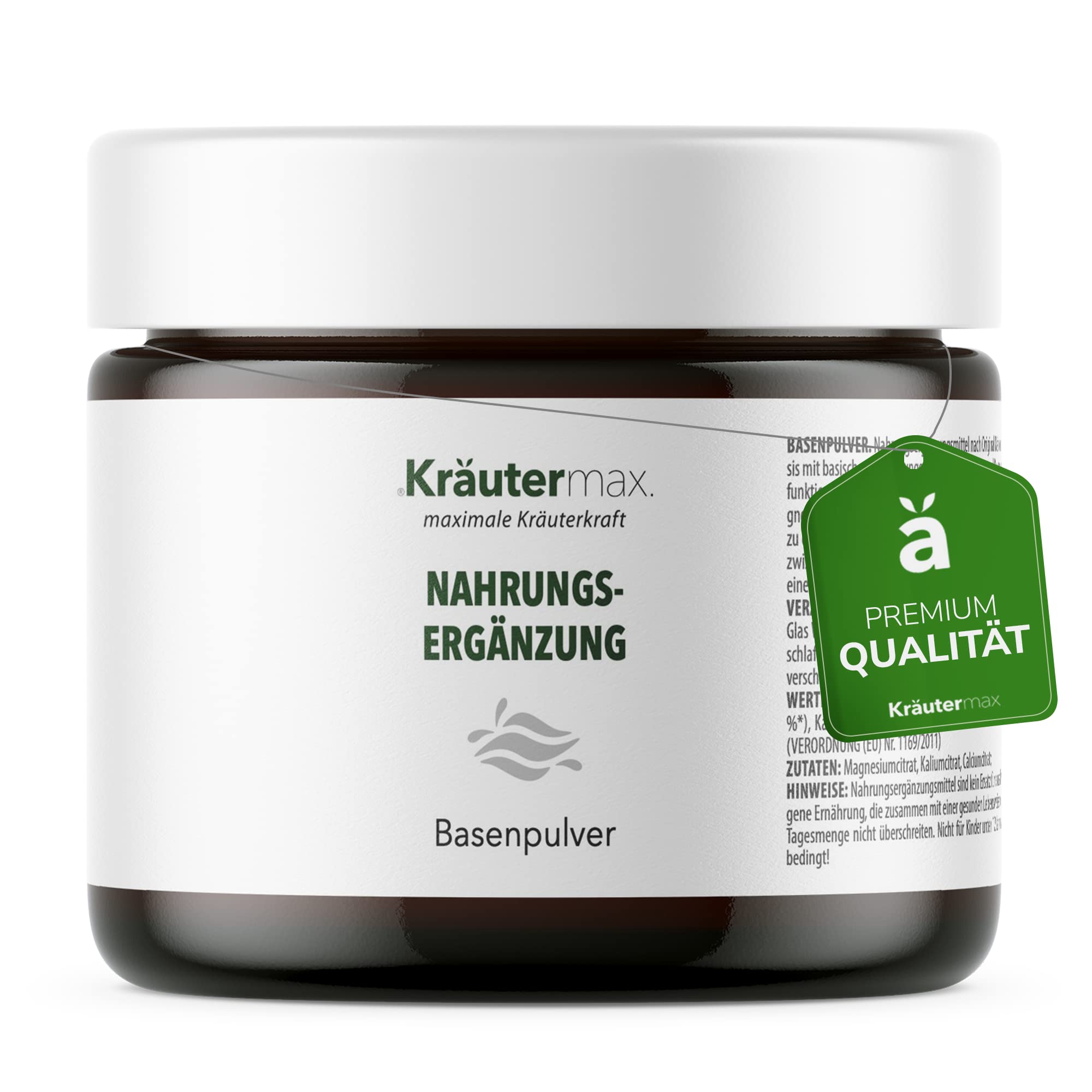 Kräutermax Basenpulver Citrat mit Mineralien Magnesium, Kalium und Calcium | Hochdosiert zum Einnehmen | Laktosefrei, Vegan und ohne Zucker | Pulver | 320 g
