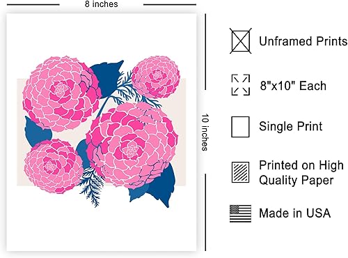 Miniatura 8 de Poster Master Póster de peonía rosa, estampado de flores retro, arte moderno, arte moderno, arte de acuarela, arte floral, arte bohemio elegante,