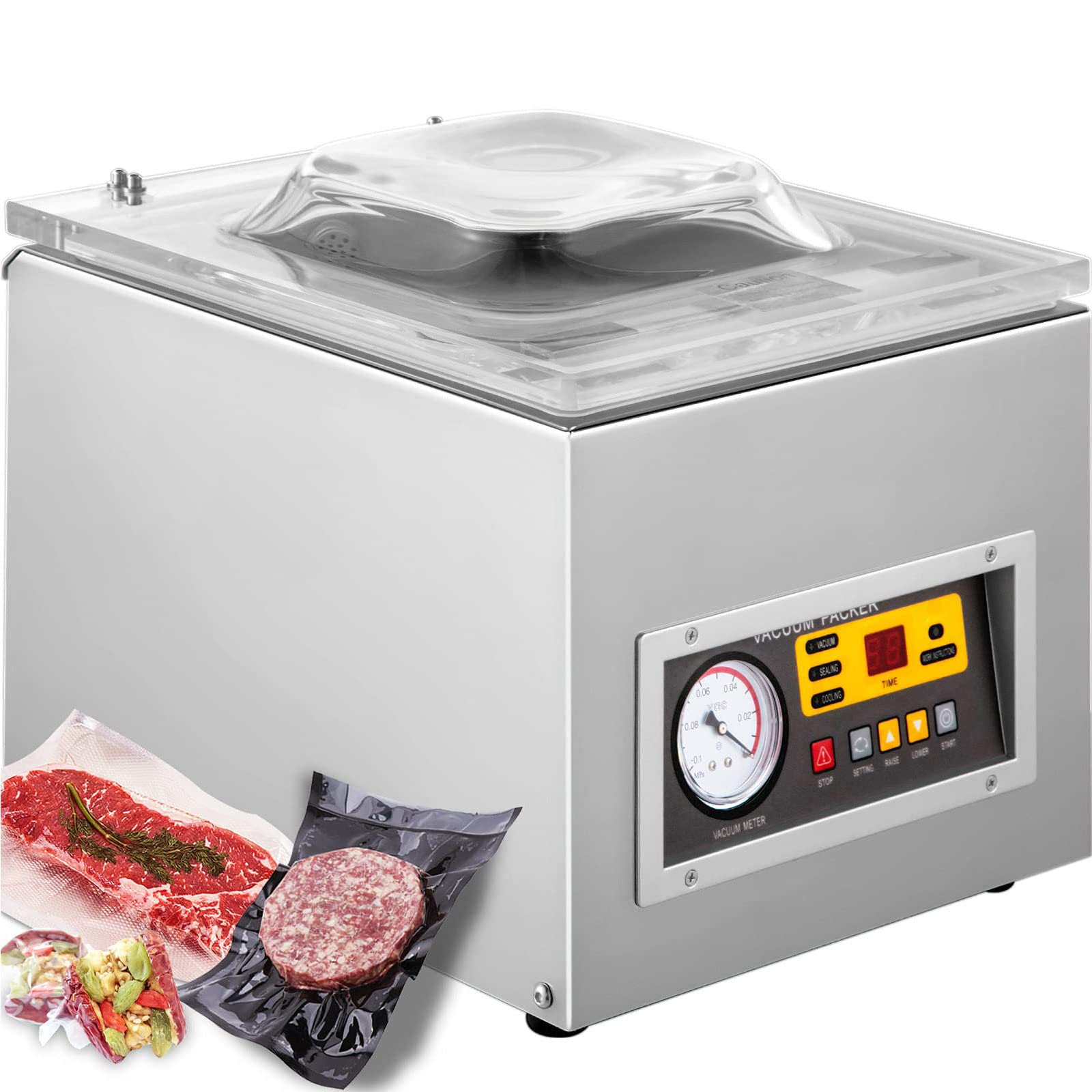Maszyna do pakowania próżniowego, komercyjna cyfrowa maszyna pakująca próżniowa o mocy 120 W, do żywności kuchennej, owoców, marynat