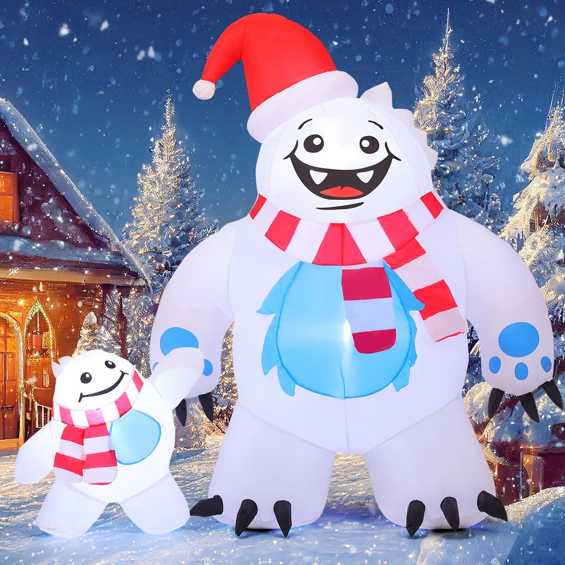 COMIN Bonhomme de neige gonflable de Noël avec une boîte, décoration de cour gonflable avec lumières LED intégrées pour les vacances, les fêtes, Noël, la cour, le jardin