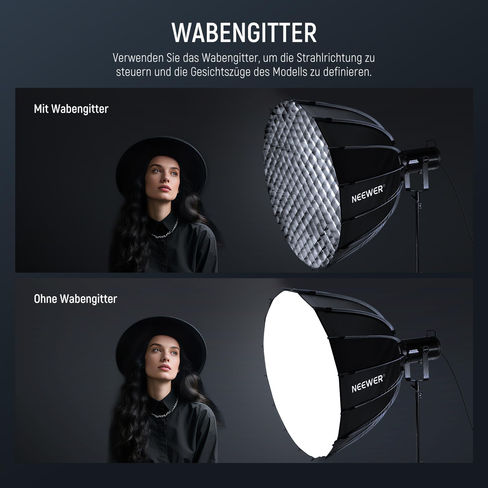 NEEWER Parabol Softbox Set, 35,4" Bowens Mount Softbox, NS72P