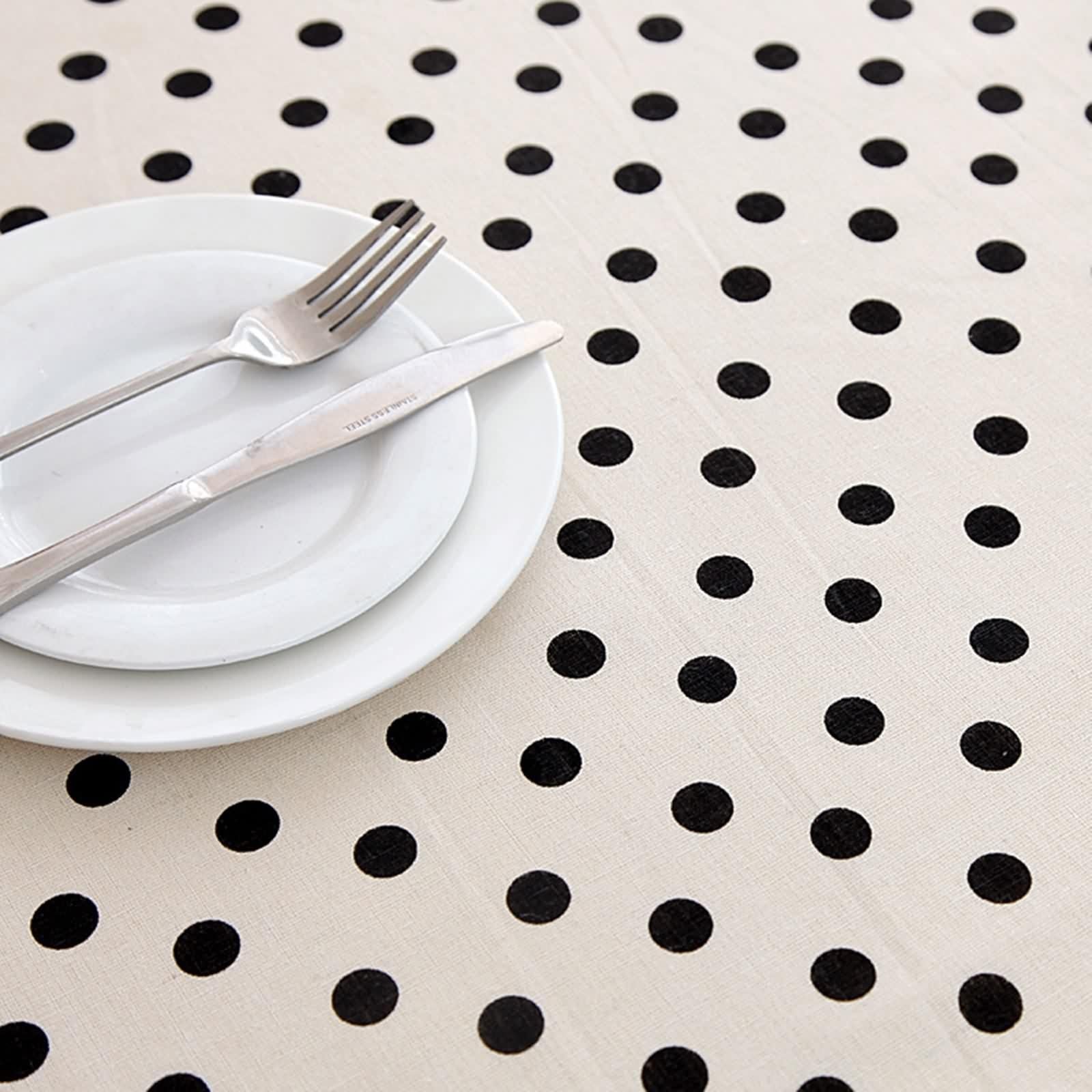 Copritavolo Rettangolare Sala, Copri Tavolo Soggiorno Moderno Beige Nero Cotone Lino Elegante Tovaglia 140X220CM per Compleanno Festa Matrimonio
