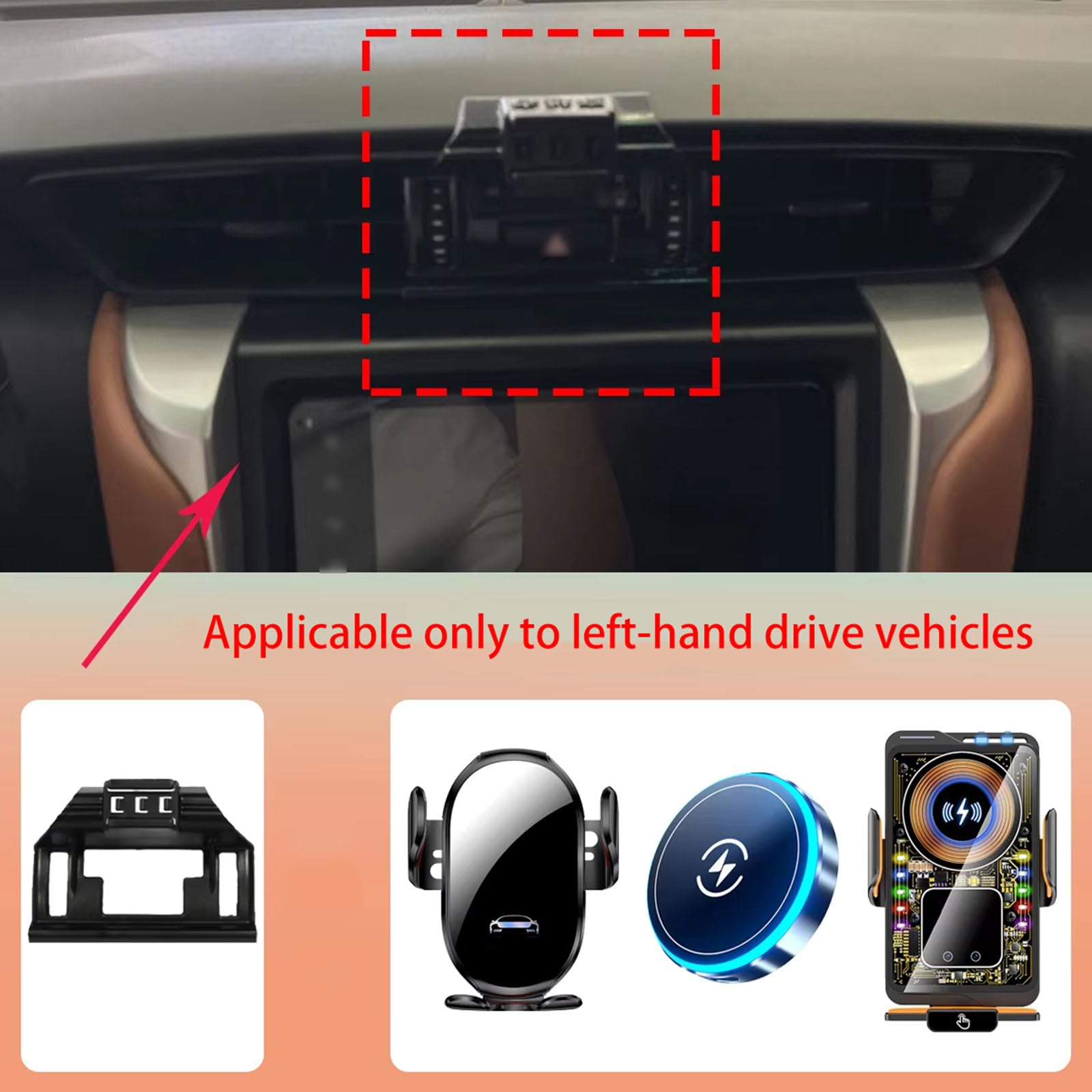 Soporte Móvil Coche para Toyota Fortuner 2016-2022, LHD Soporte para teléfono de Coche