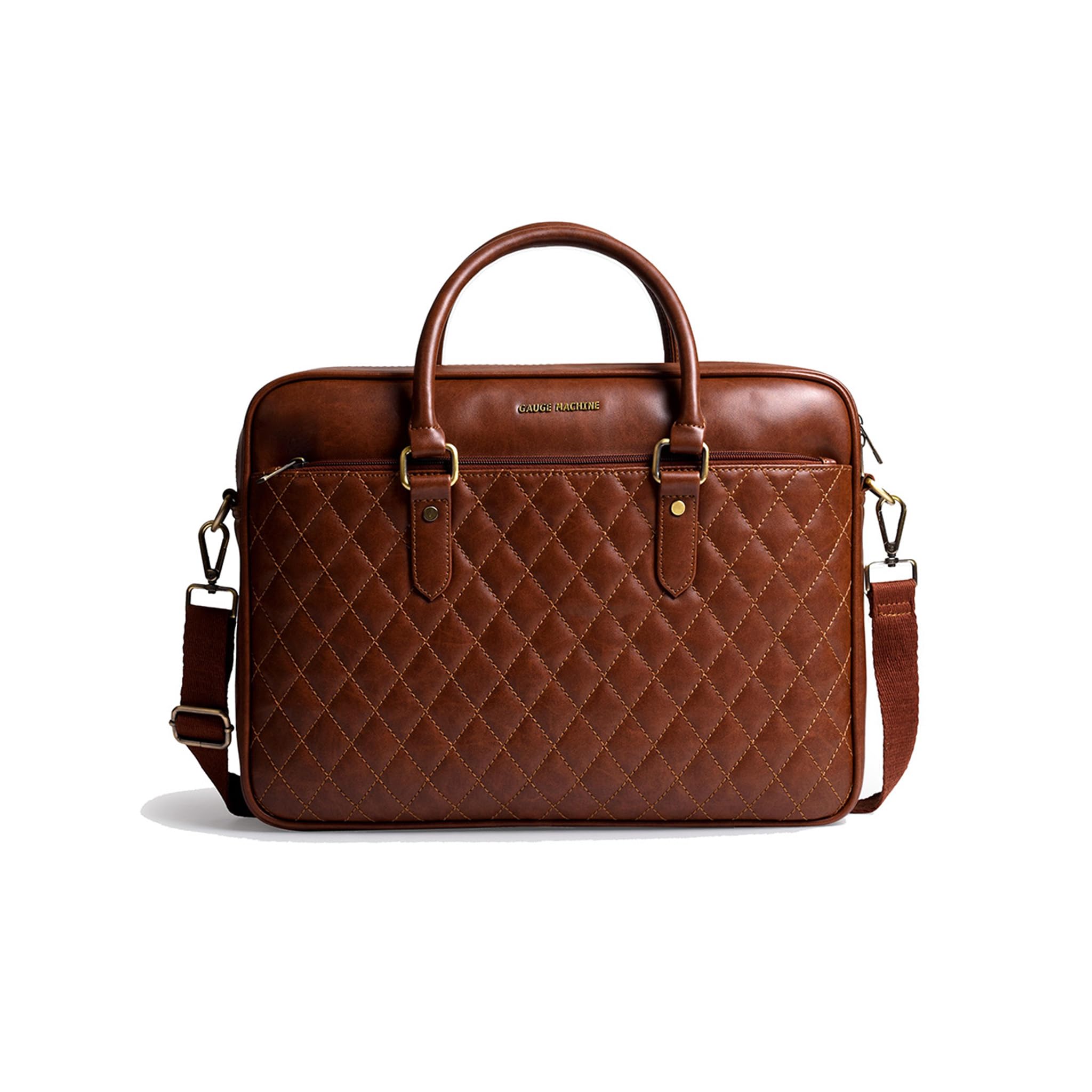 gauge machine Professional Vegan Leather Messenger Briefcase Bag for Office | Fits upto 14/15 / 16 inch Laptop | Separate Padded Laptop Compartment | Men & Women-picture-22