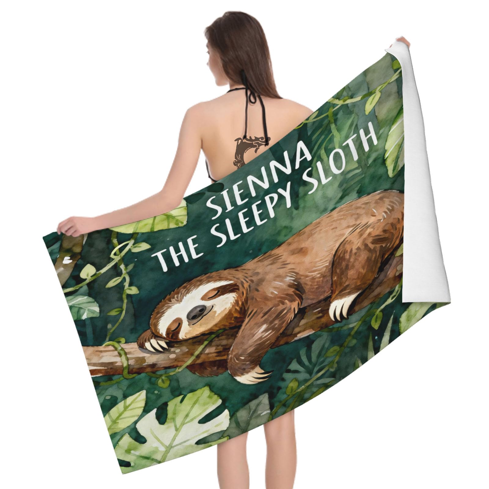 Leichong 3D Sloth Beach Towel Microfiber Soft Quick Dry for Adults, Sleeping Sloth Bath Towel Lightweight Soft Absorbent for Travel Swimming Pool Sports, 75 x 150 cm