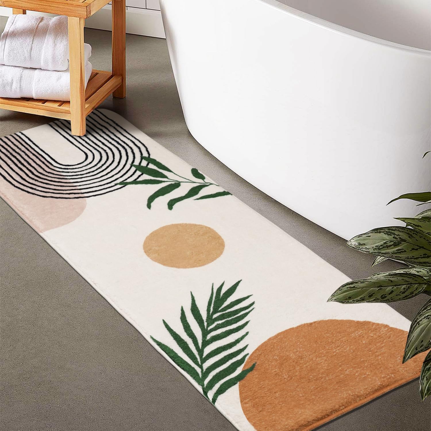 Amazon.com: Estmy Light Orange Oriental Bathroom Runner Rugs Non-Slip ...