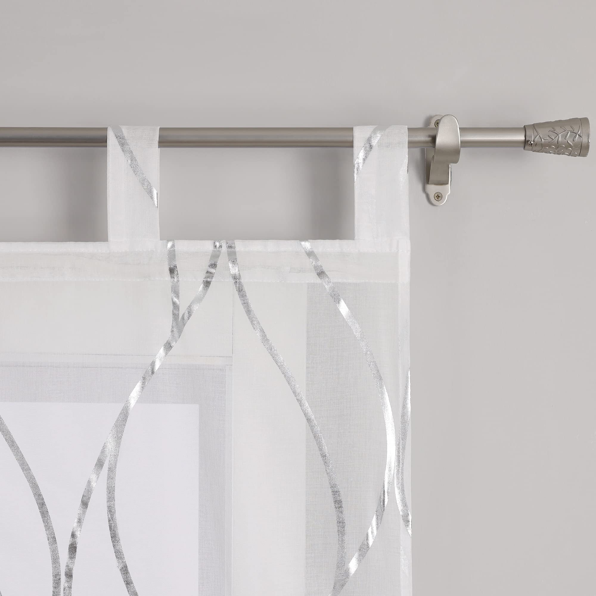 ESLIR Schiebegardinen Set 2er Flächenvorhänge Voile Gardinen mit Schlaufen Schiebevorhang Transparent Schlaufenschal Modern mit Wellen Muster Silber #1 BxH 57x225cm 2 Stück