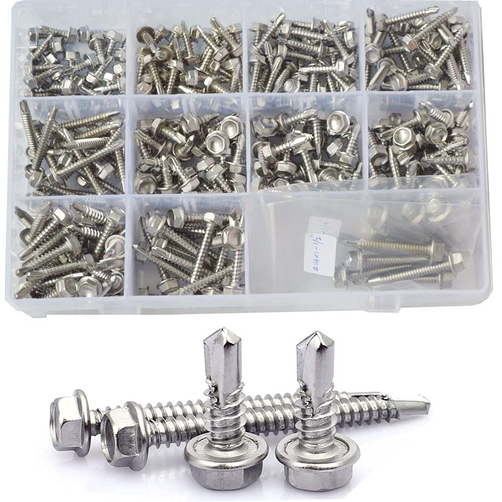 # 8# 10# 14 Außenschrank von außen Sechskantschraube Gewinde Sechseck Selbstbohrschrauben Schrauben Sortiment Kit Set Edelstahl DaJiKan