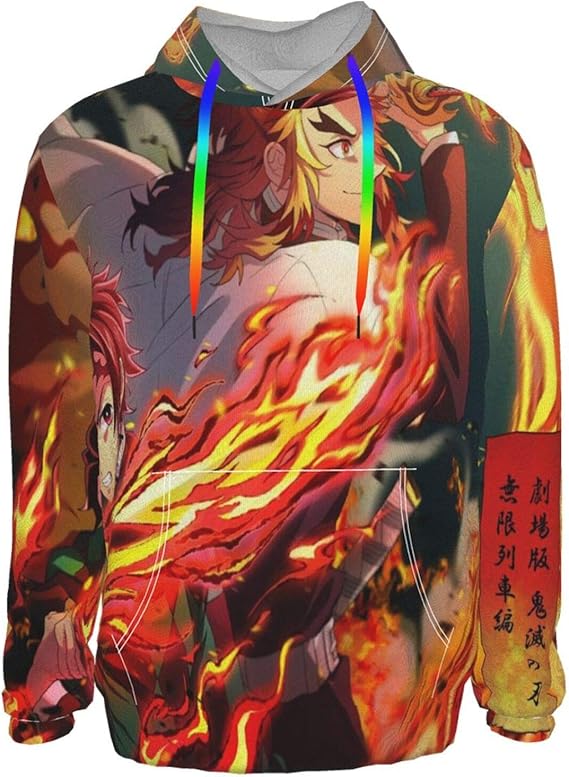 Amazon Co Jp 鬼減 猗窩座 煉獄杏寿郎 トレーナー 衛の衣長袖ジャケット帽子 ポケットレジャーファッション秋の冬男の人プリント男女兼用 パーカー ポケット付き プレゼント ホリデーギフト L ファッション